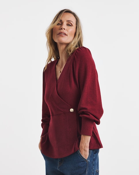 New In - V Neck Wrap LS Cosy Top