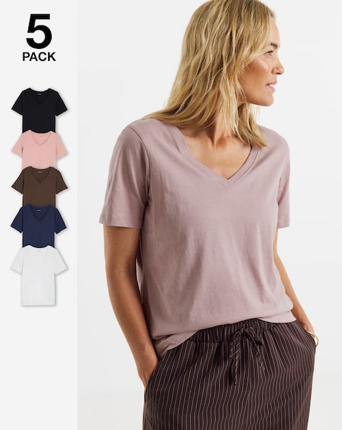 New In - 5 Pack V Neck Short Sleeve T-Shirts