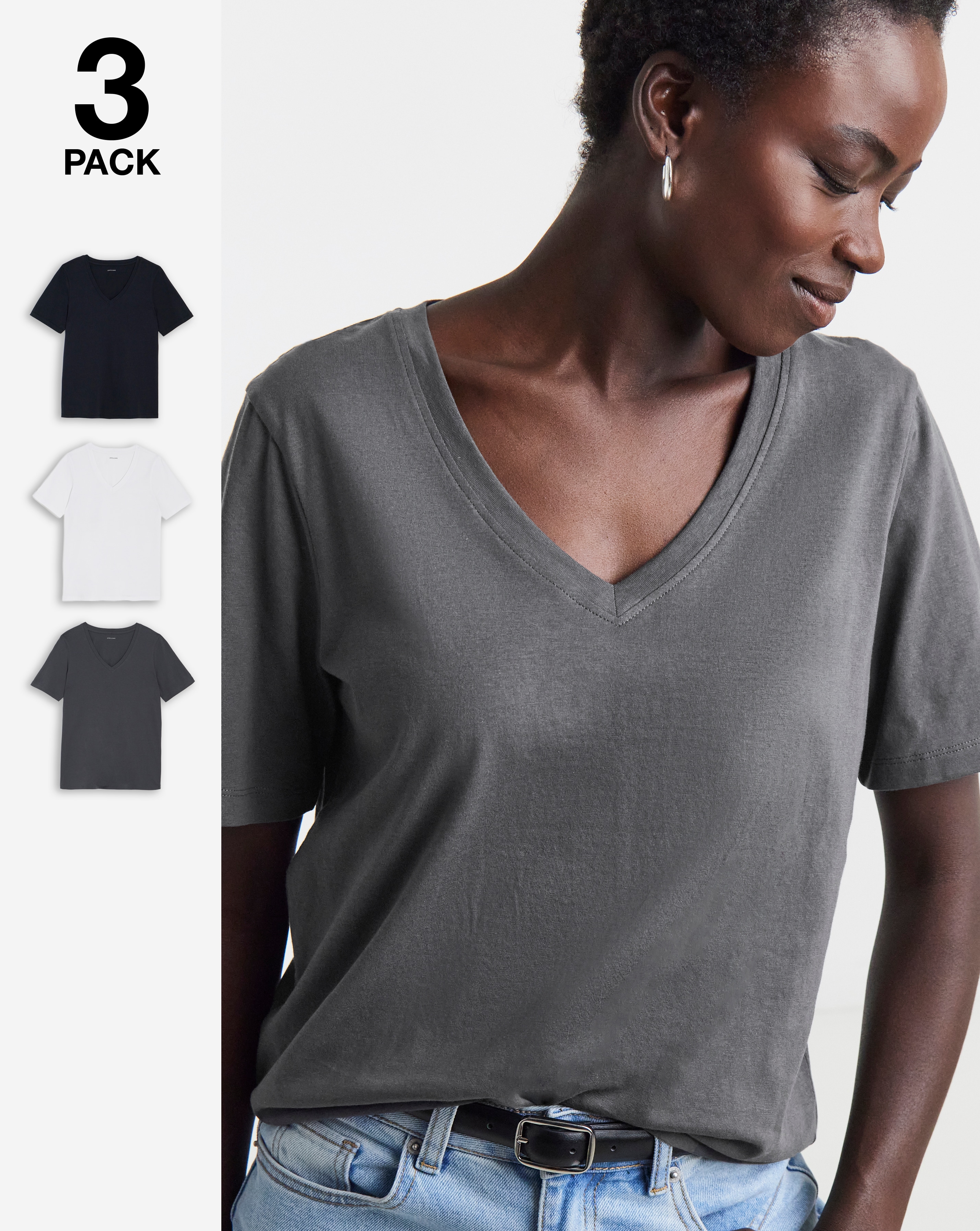 New In - 3 Pack V Neck Short Sleeve T-Shirts