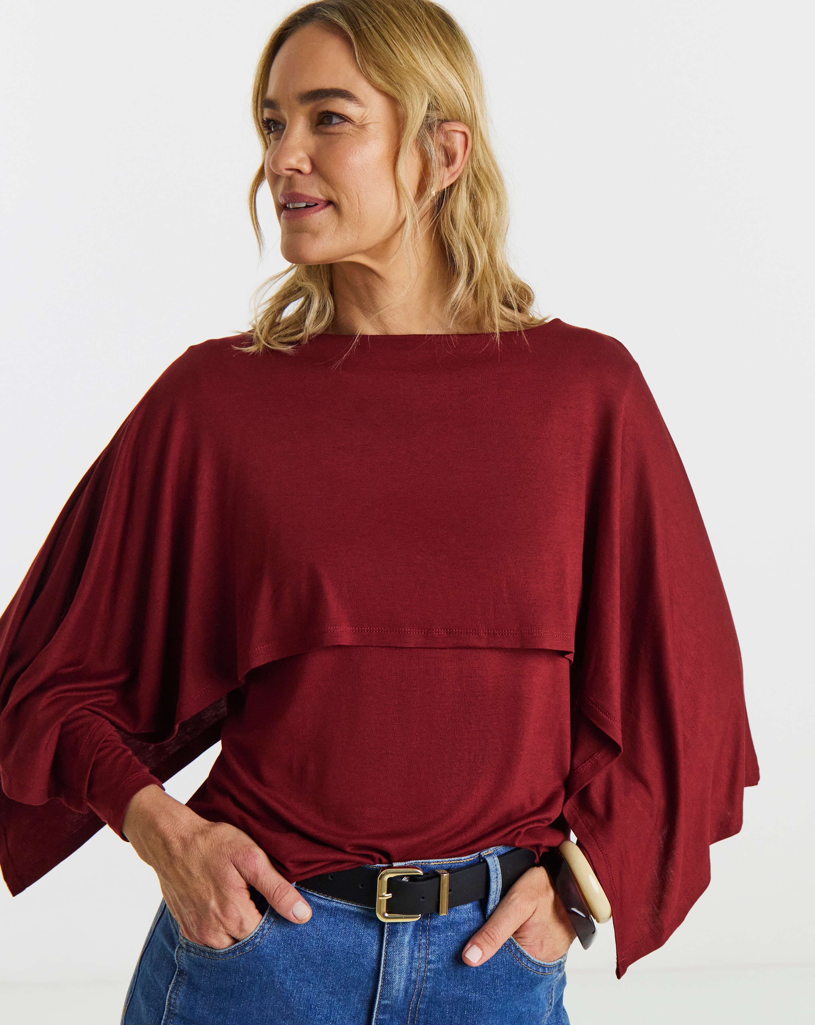 New In - Long Sleeve Cape Top