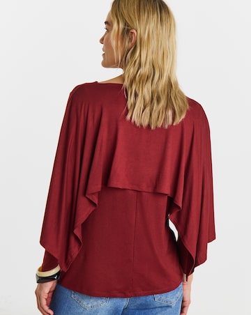 Burgundy Long Sleeve Cape Top