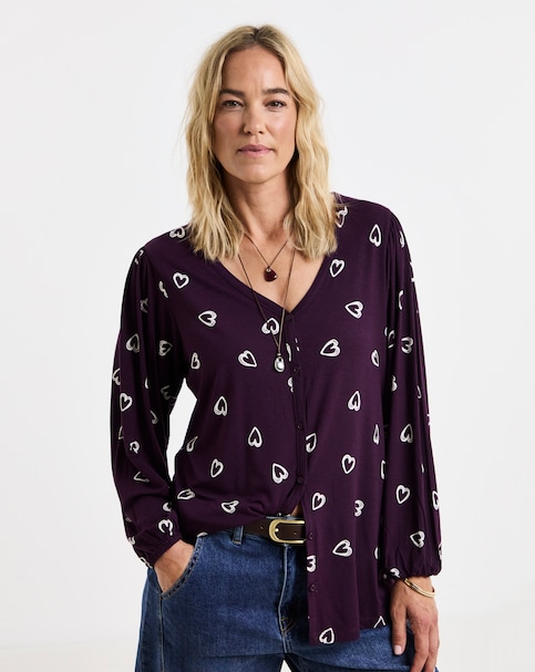 New In - Button Front LS Top