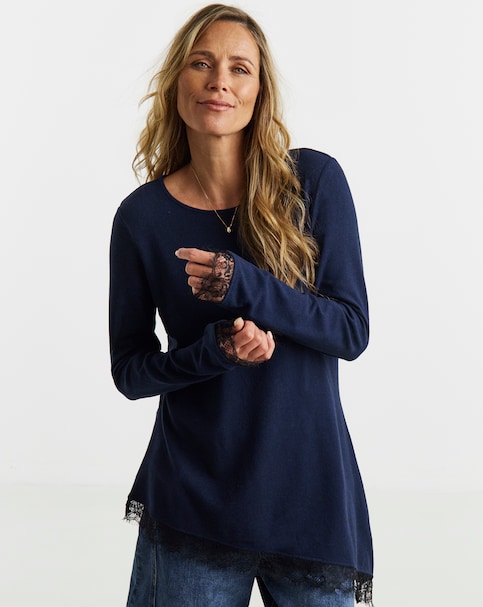 New In - Soft Touch Crew Lace Asyhem Top