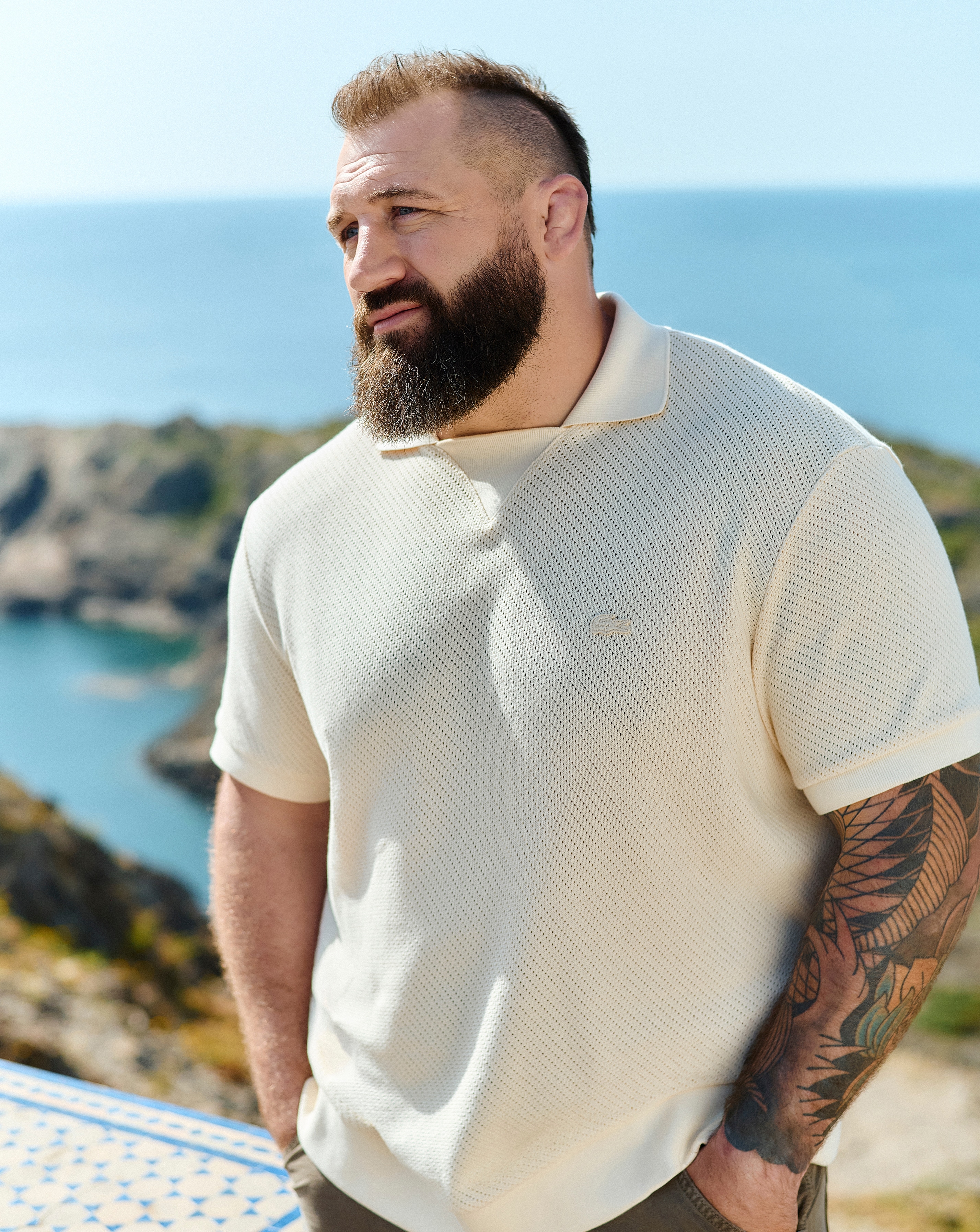 Lacoste Open Neck Textured Polo