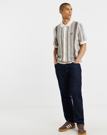 Lyle & Scott Brocade Jacquard Short Sleeve Knitted Shirt - Natural