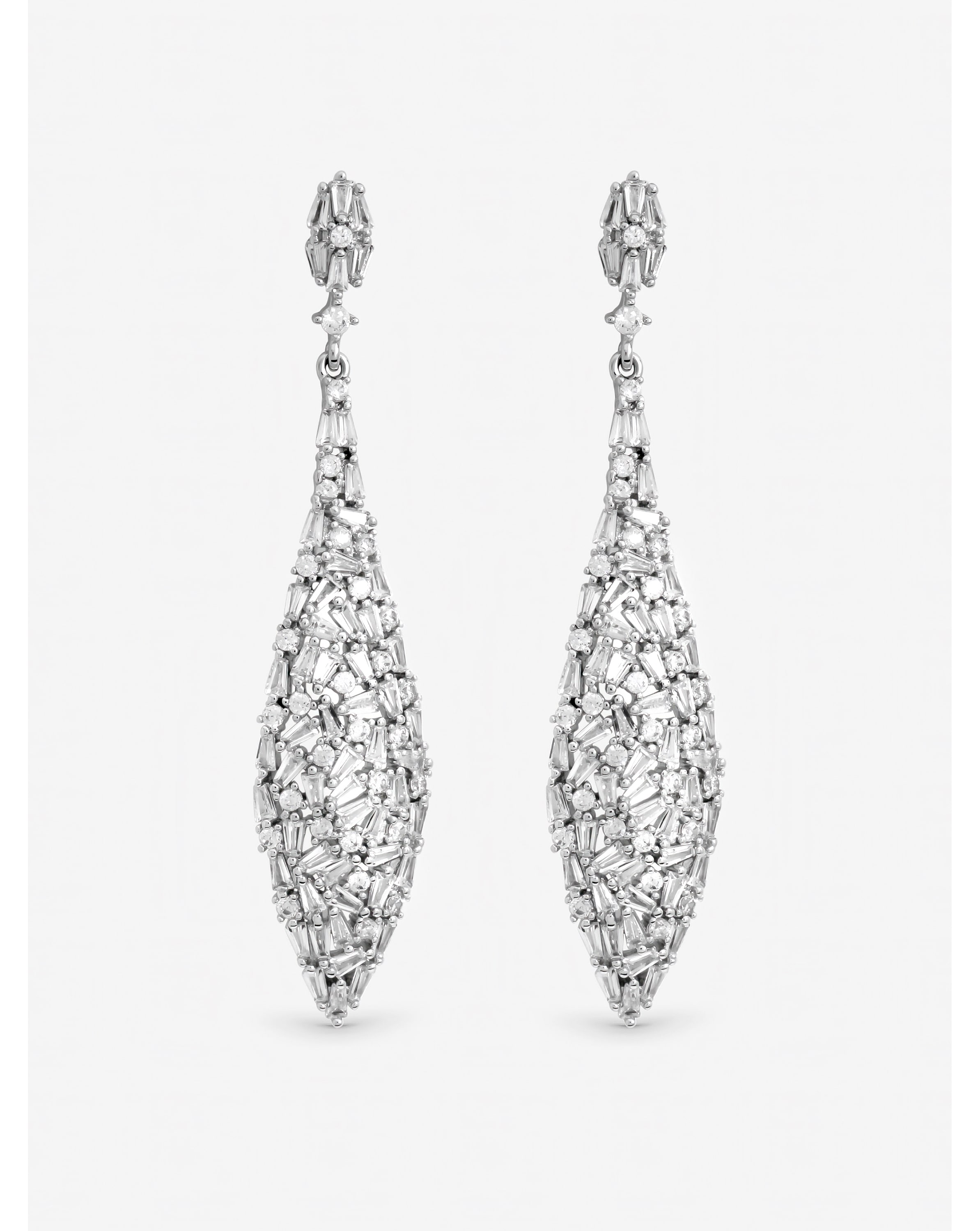 New In - Rhodium Plated Mixed Stone Earrings