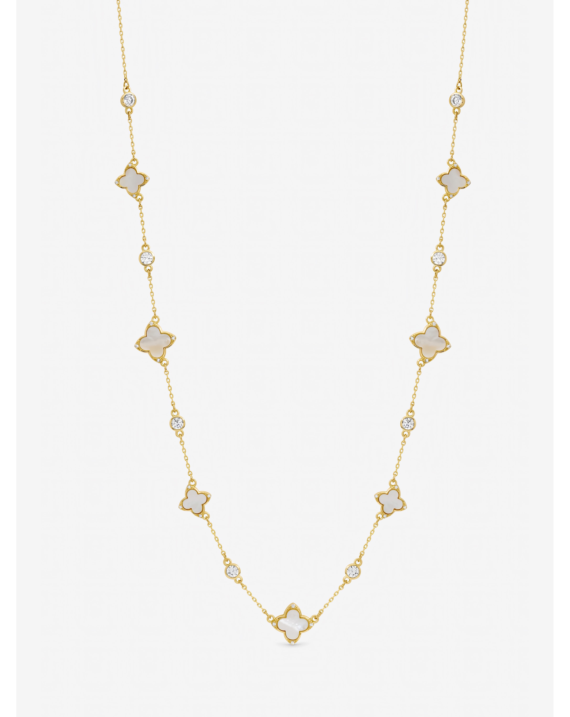 New In - Gold Plated Crystal Clover Necklace