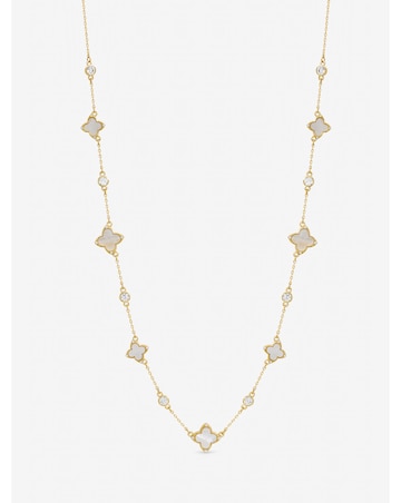 Jon Richard Gold Plated Mother of Pearl and Crystal Clover Necklace