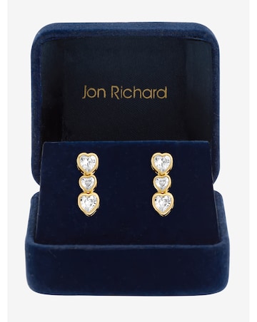 Jon Richard Gold Plated Cubic Zirconia Heart Drop Earrings