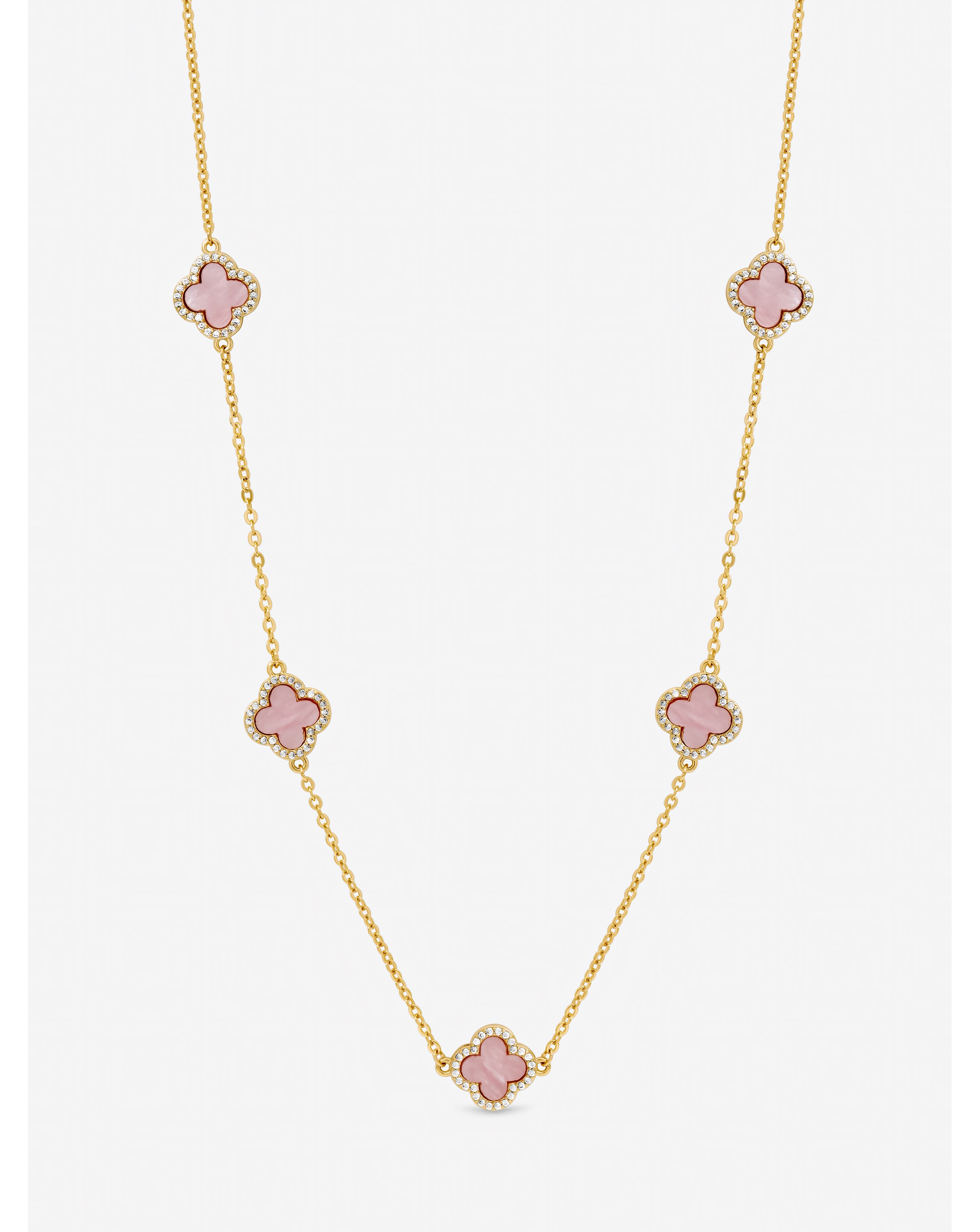 New In - Gold Plated Pink Clover Necklace