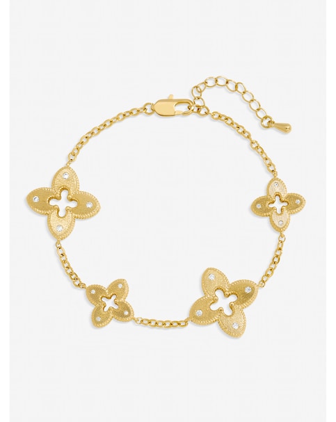 Jon Richard Gold Plated Textured Crystal Clover Bracelet