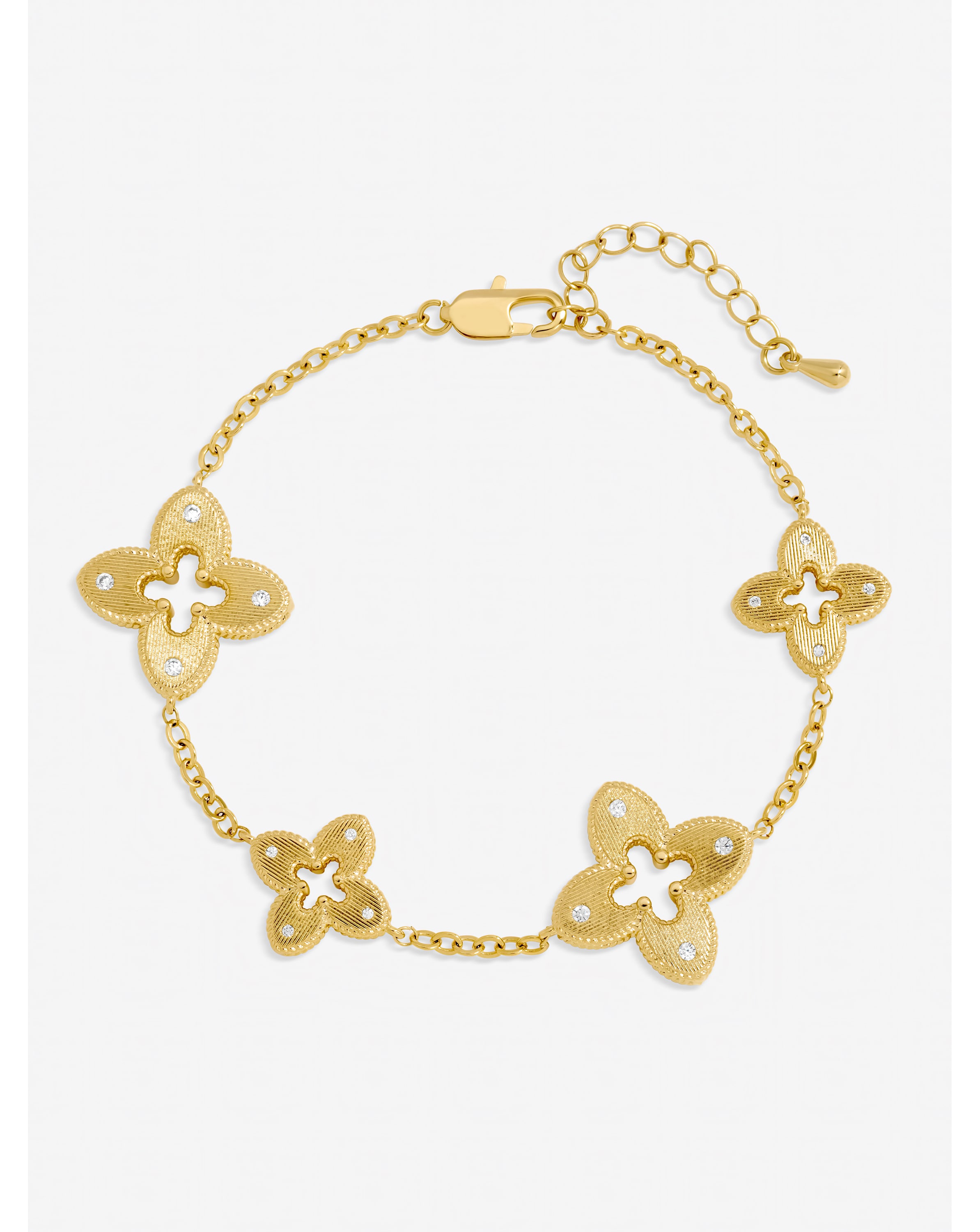 New In - Gold Plated Crystal Clover Bracelet
