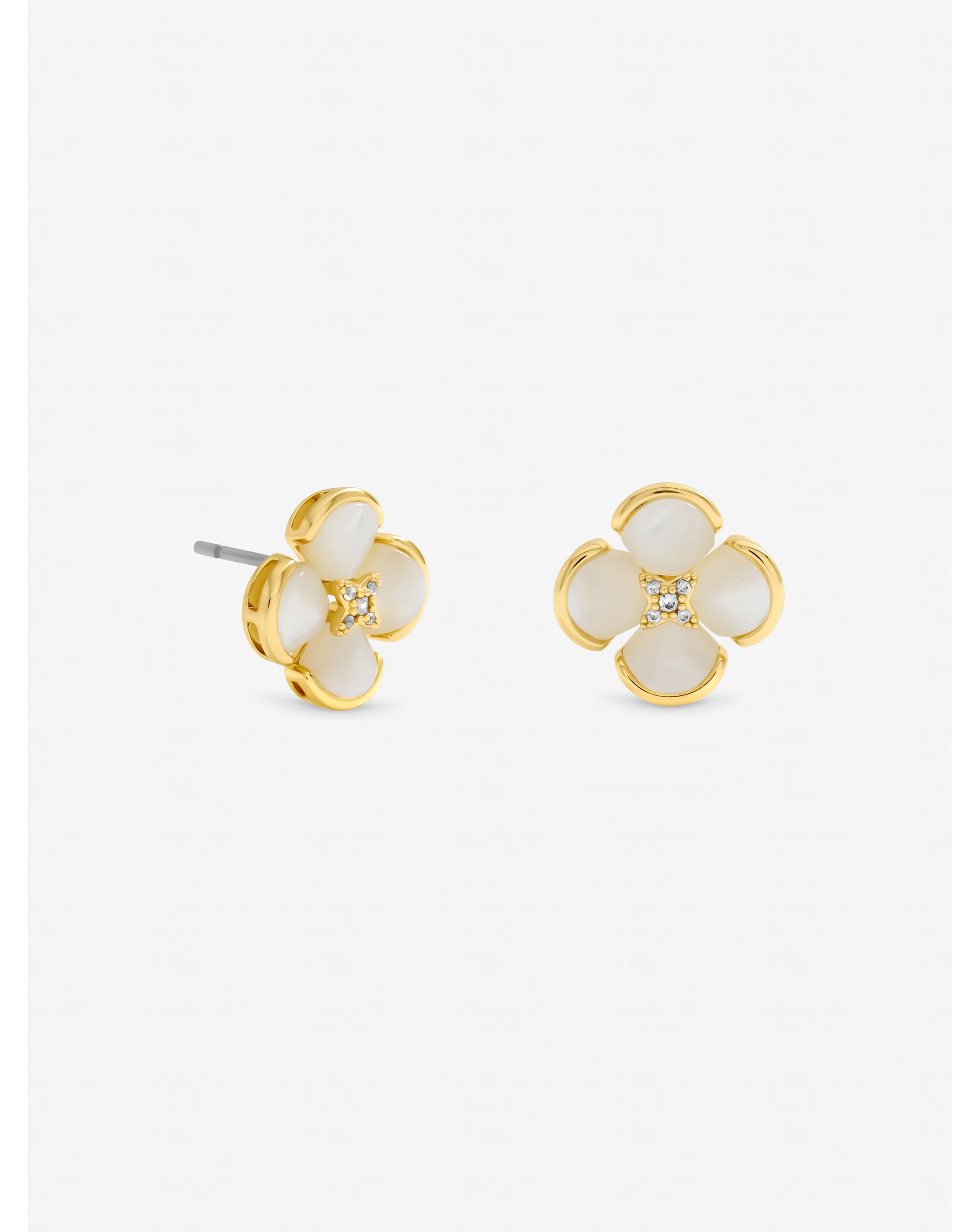 New In - Gold Plated Mother of Pearl Flower Studs