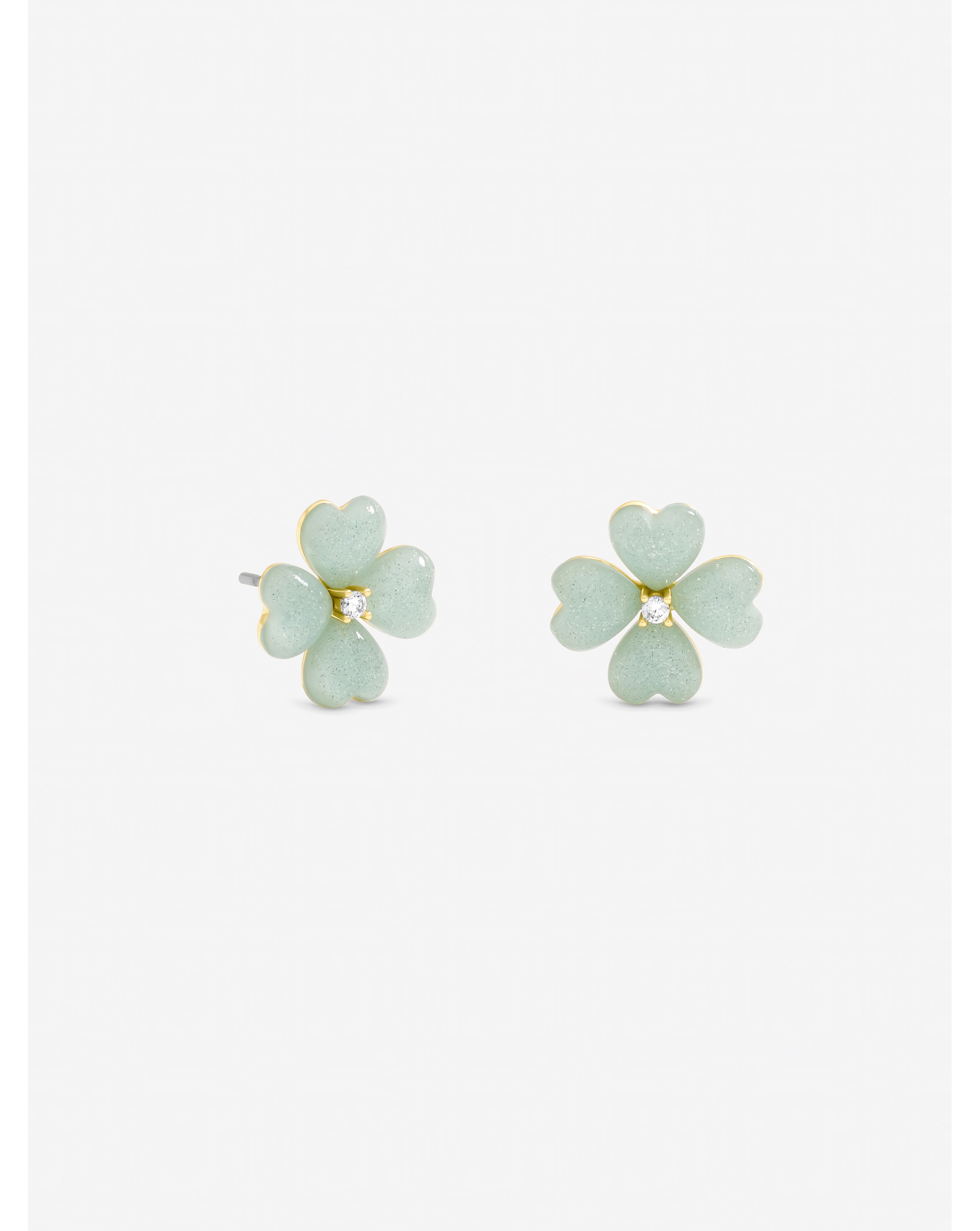 New In - Gold Plated Mint Green Flower Studs