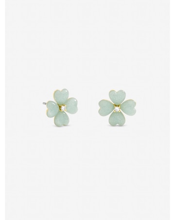 Jon Richard Gold Plated and Mint Green Flower Stud Earrings