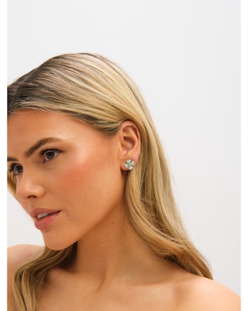 Jon Richard Gold Plated and Mint Green Flower Stud Earrings