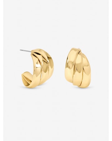 Jon Richard Gold Plated Multirow Molten Hoop Earrings