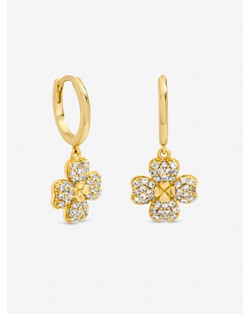 Jon Richard Gold Plated and Pave Clover Huggie Earrings