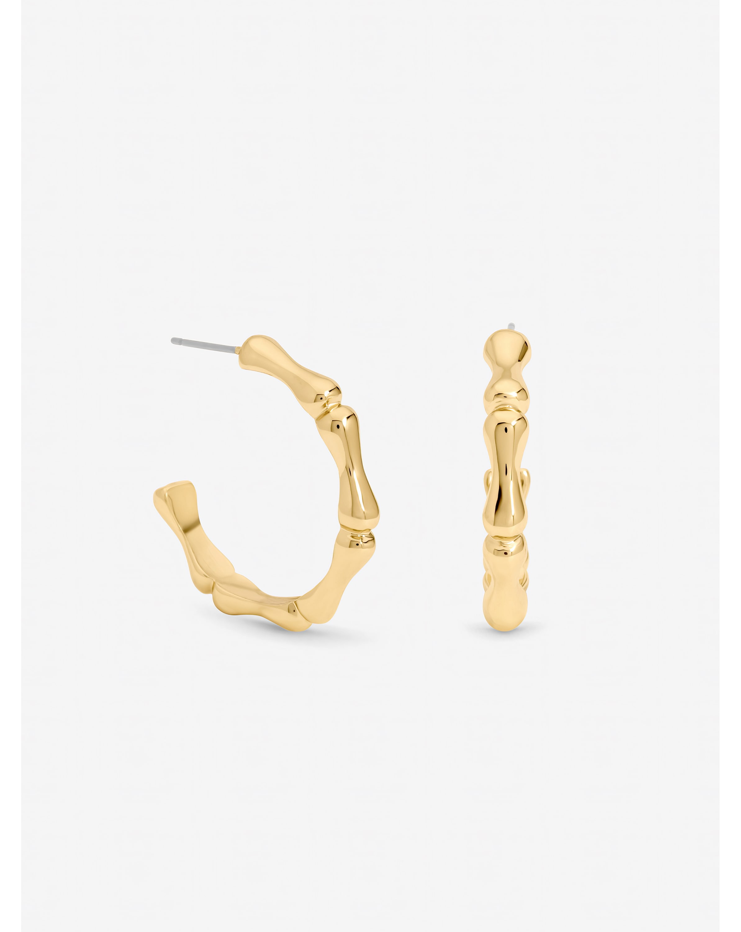 New In - Mood Gold Polished Bamboo Hoop Earrings