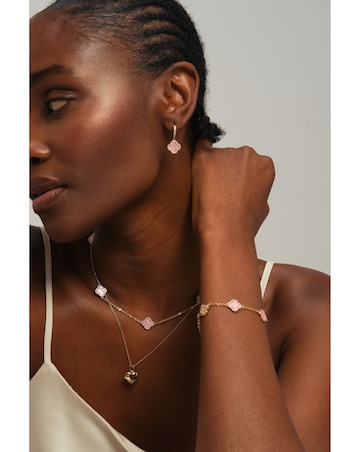 Jon Richard Gold Plated and Pink Clover Huggie Earrings