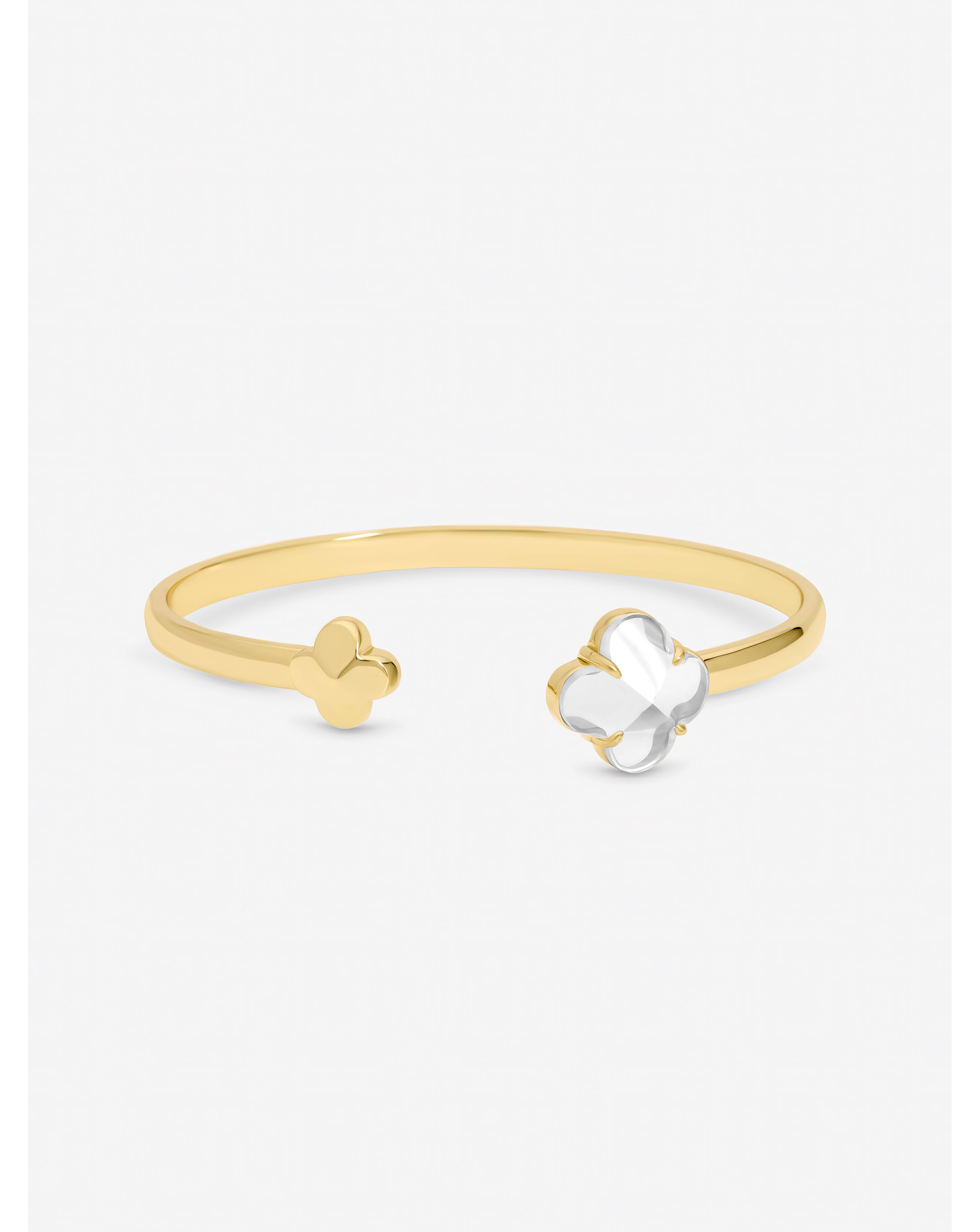 New In - Gold Polished and Crystal Clover Bangle