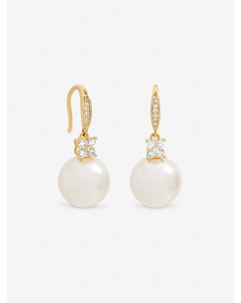 Jon Richard Gold Plated Pave and Pearl Drop Earrings