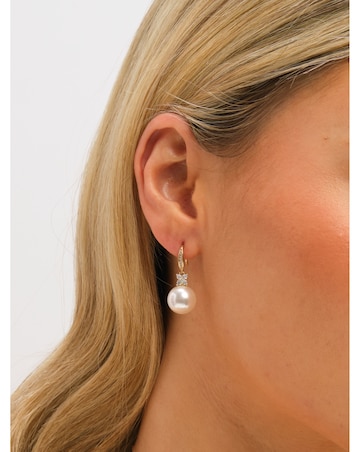 Jon Richard Gold Plated Pave and Pearl Drop Earrings