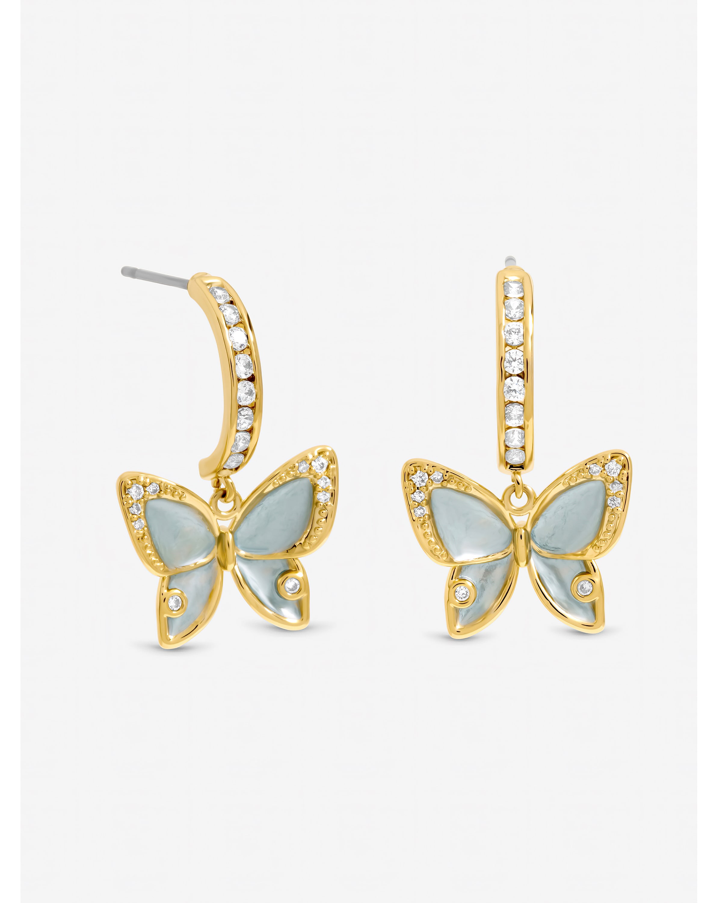 New In - Gold Plated Pave Butterfly Half Hoops