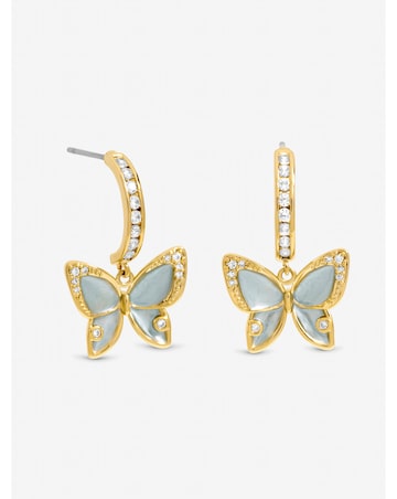 Jon Richard Gold Plated Pave and Blue Butterfly Half Hoop Earrings