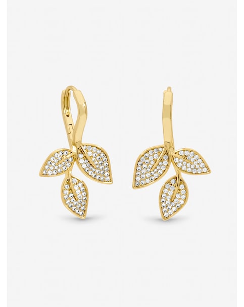 Jon Richard Gold Plated and Cubic Zirconia Leaf Earrings