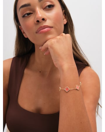 Jon Richard Gold Plated Coral Clover Station Bracelet