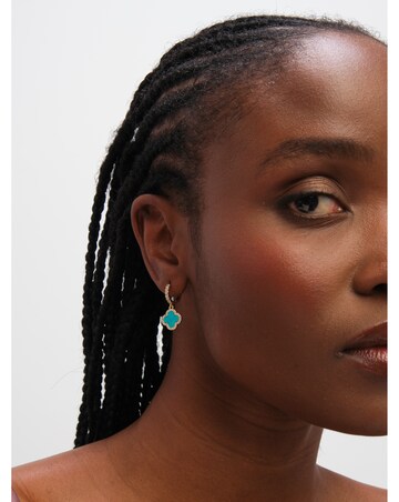 Jon Richard Gold Plated Blue Clover Huggie Earrings