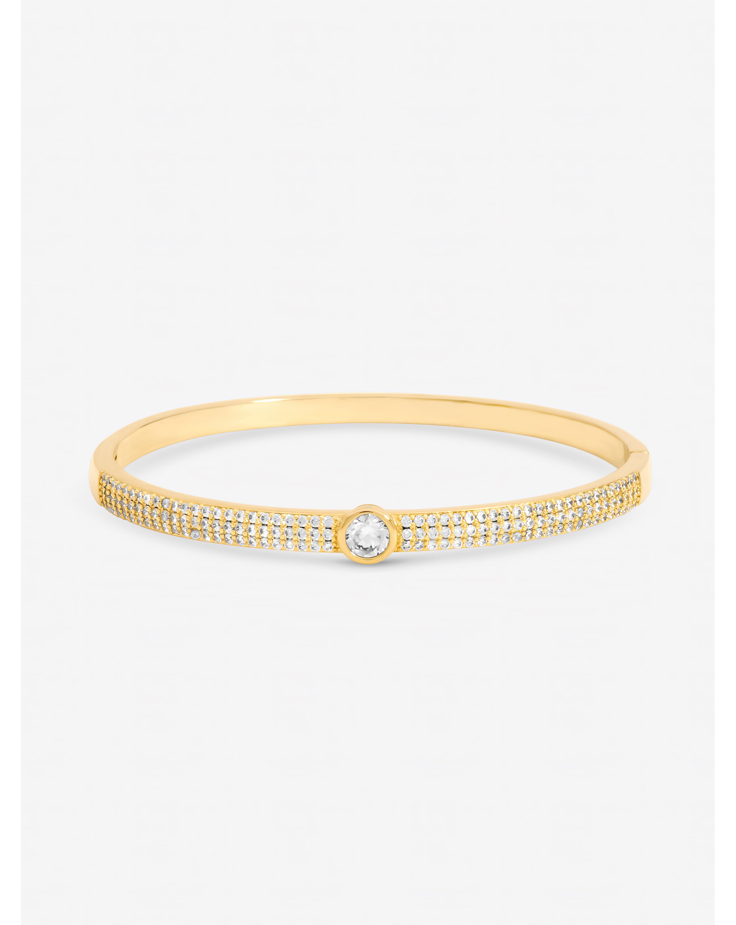 New In - Gold Plated Crystal Pave Stone Bangle