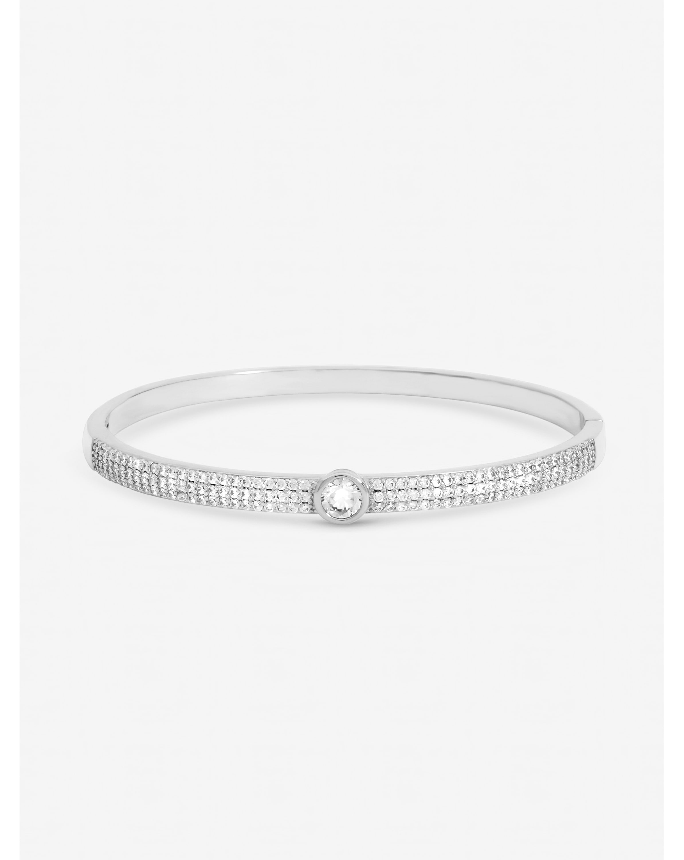 New In - Silver Plated Crystal Pave Stone Bangle