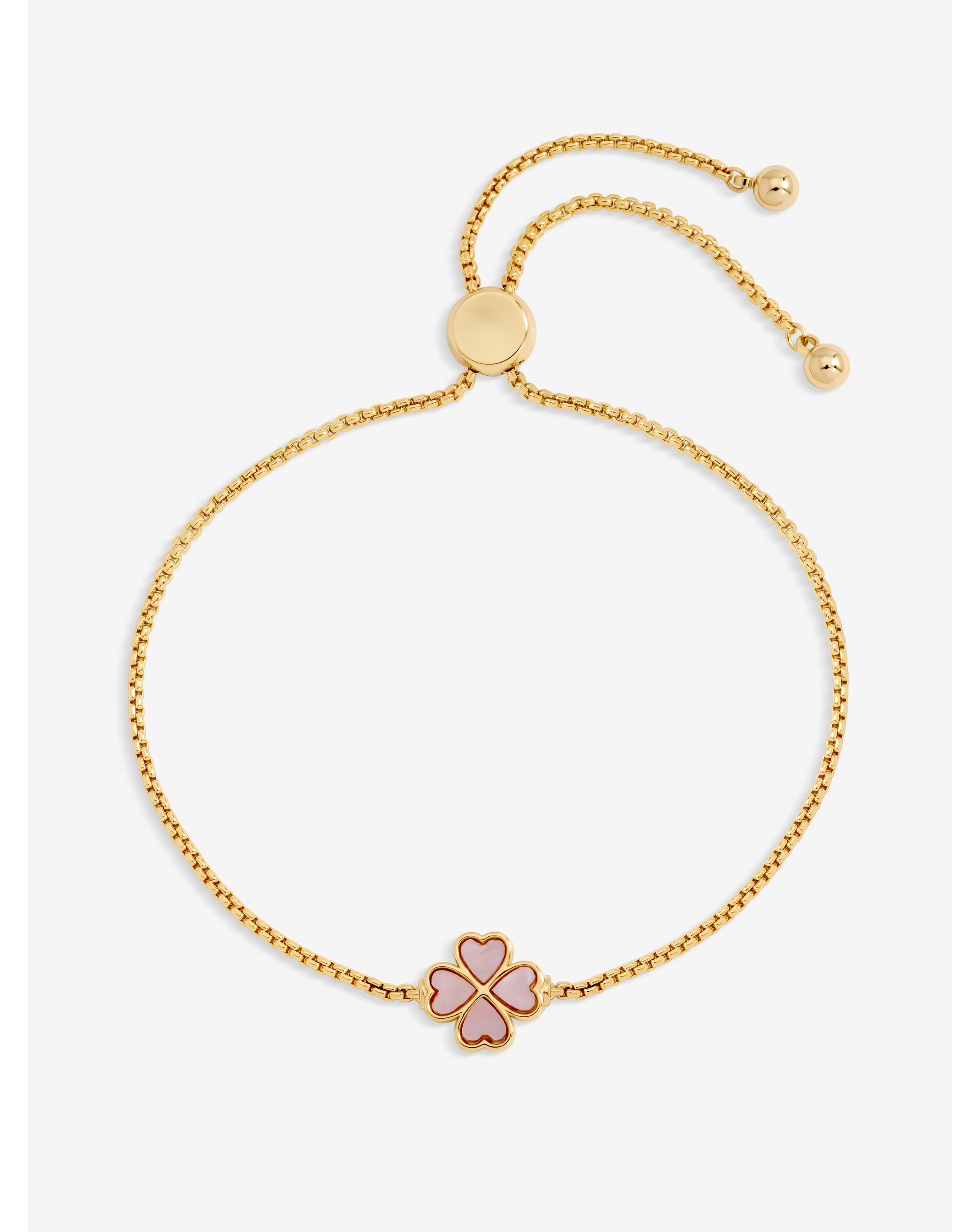New In - Gold Plated Pink Heart Clover Bracelet