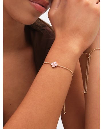 Jon Richard Gold Plated and Pink Enamel Heart Clover Toggle Bracelet