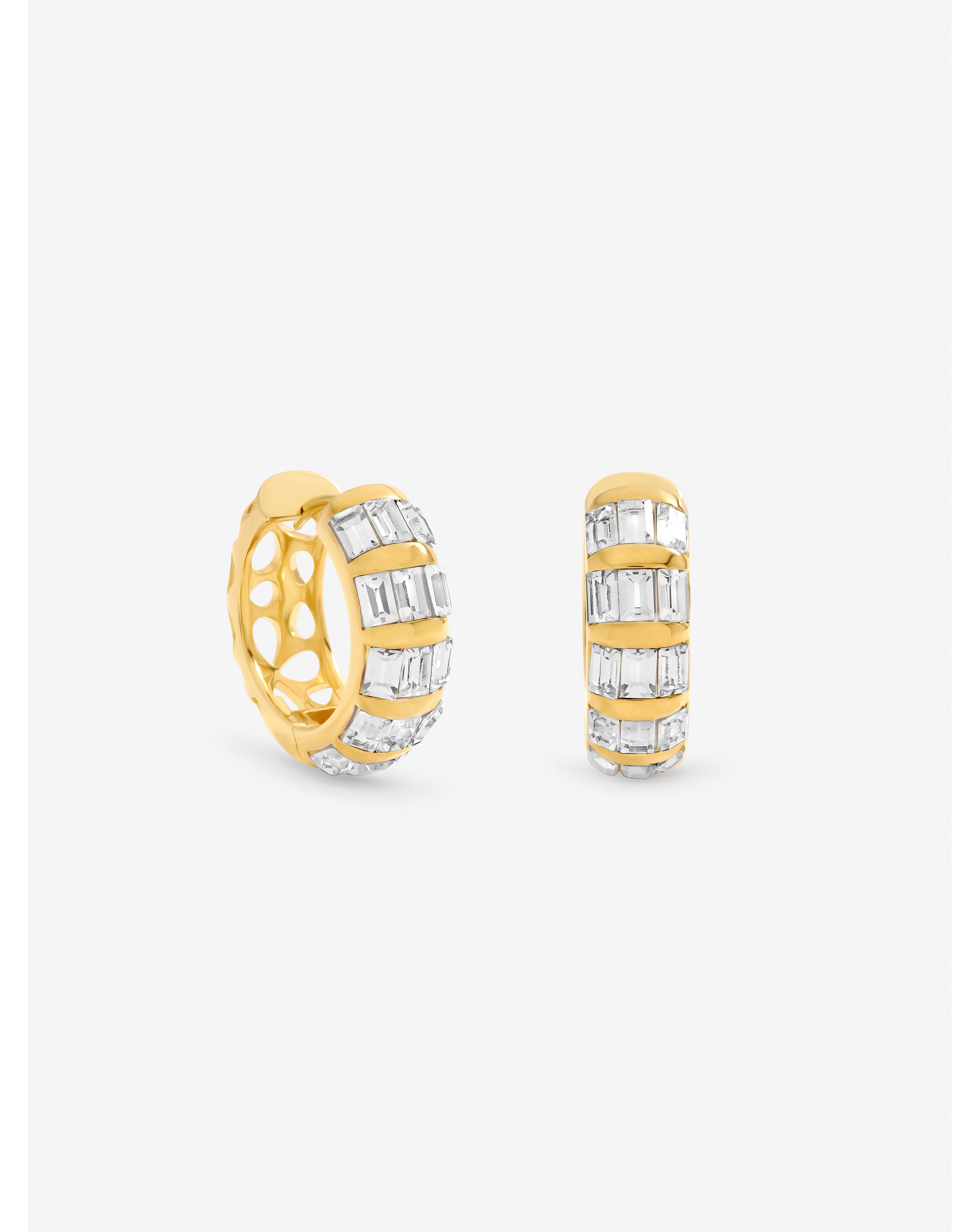 New In - Gold Plated Crystal Baguette Hoops