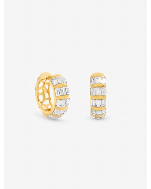 Jon Richard Gold Plated and Crystal Baguette Hoop Earrings
