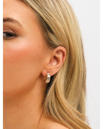 Jon Richard Gold Plated and Crystal Baguette Hoop Earrings