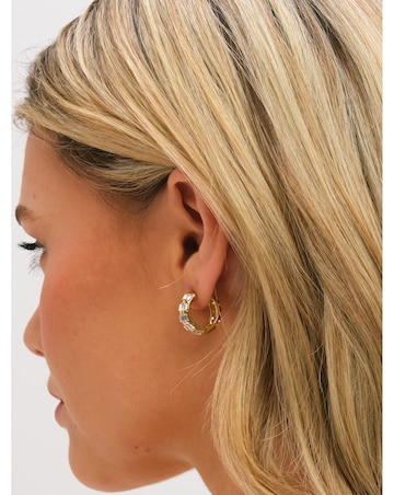 Jon Richard Gold Plated and Crystal Baguette Hoop Earrings