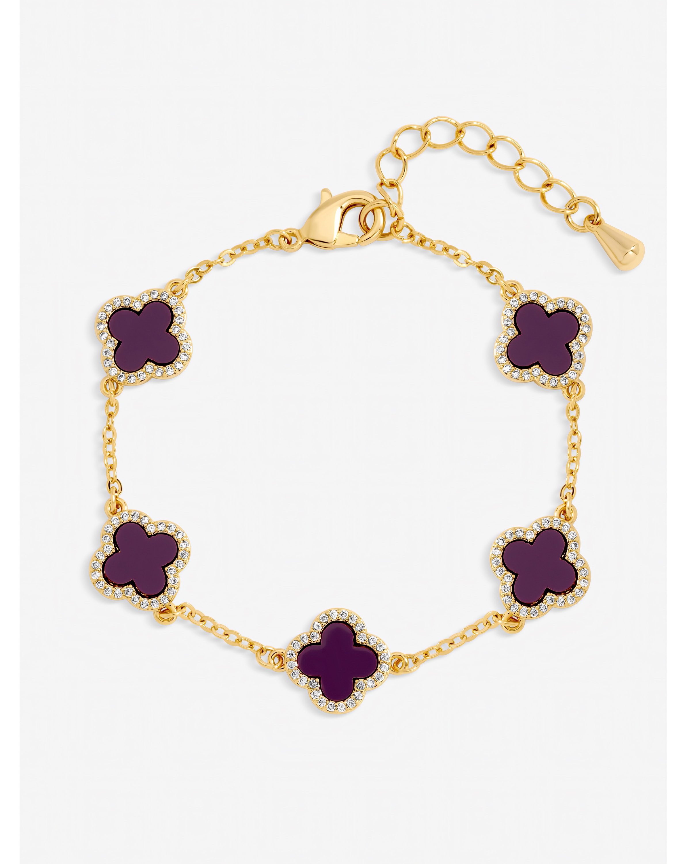 New In - Gold Plated Purple Clover Bracelet