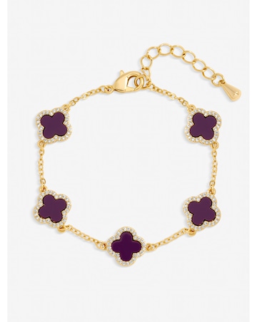 Jon Richard Gold Plated Purple Clover Station Bracelet