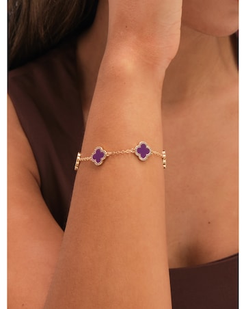 Jon Richard Gold Plated Purple Clover Station Bracelet