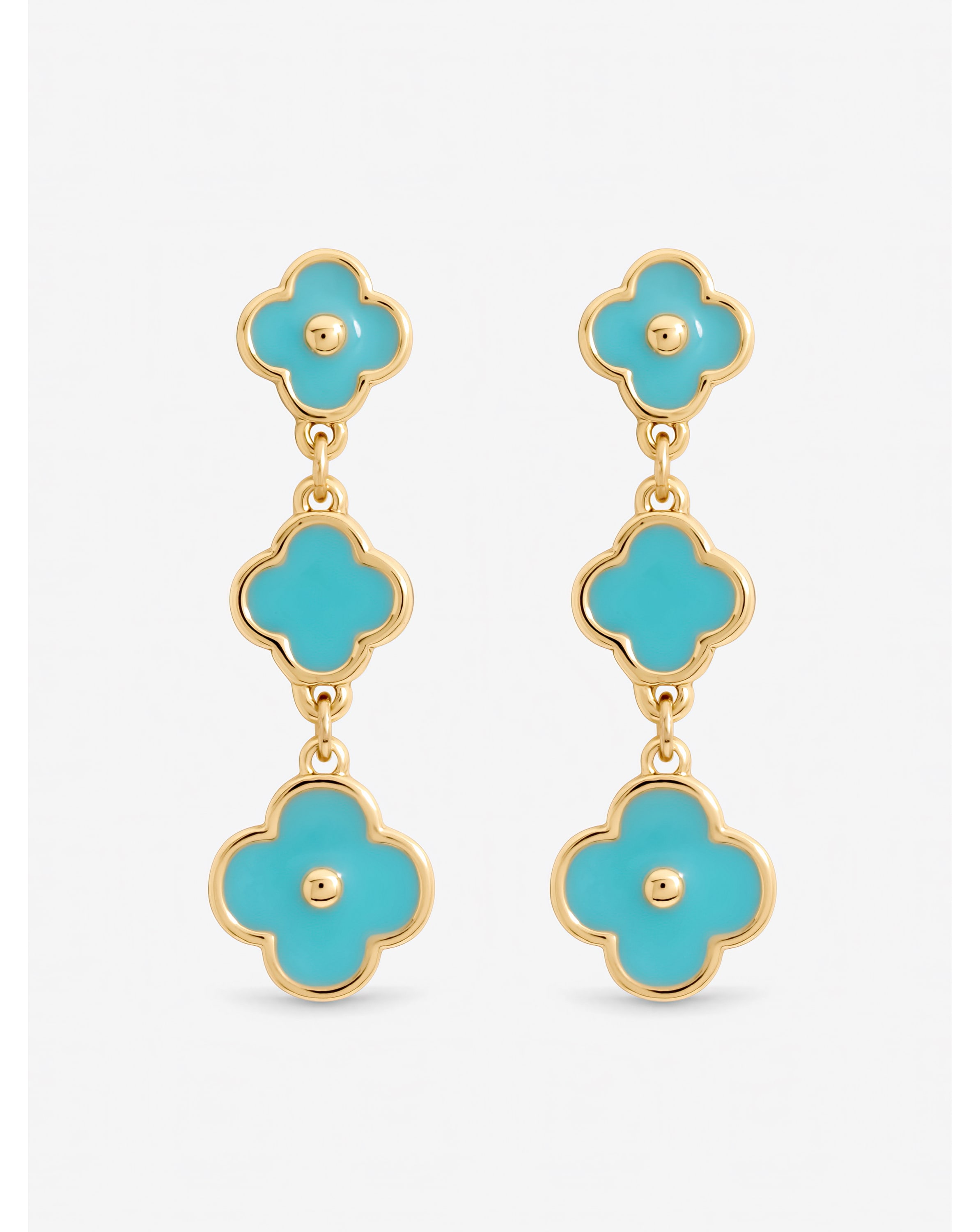 Gold Plated Turquoise Clover Earrings