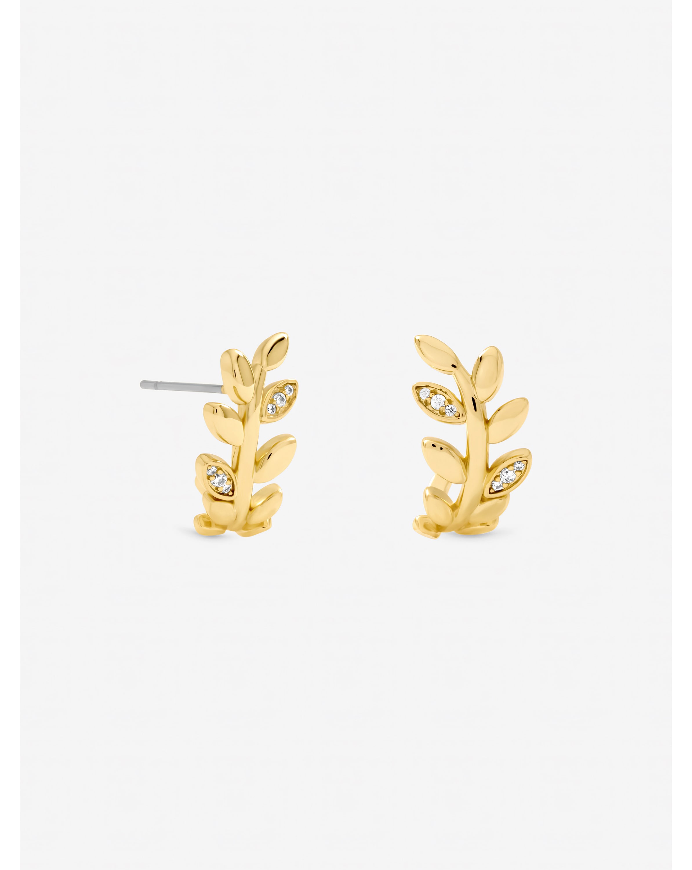 New In - Gold Plated and Crystal Leaf Earrings