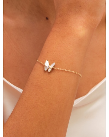 Jon Richard Gold Plated Pave and Mother of Pearl Butterfly Bracelet