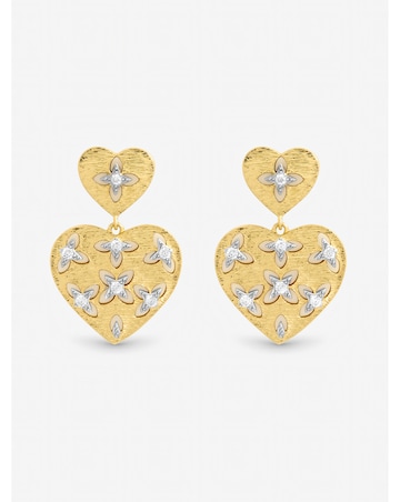 Jon Richard Two Tone Clover Cut Out Heart Earrings
