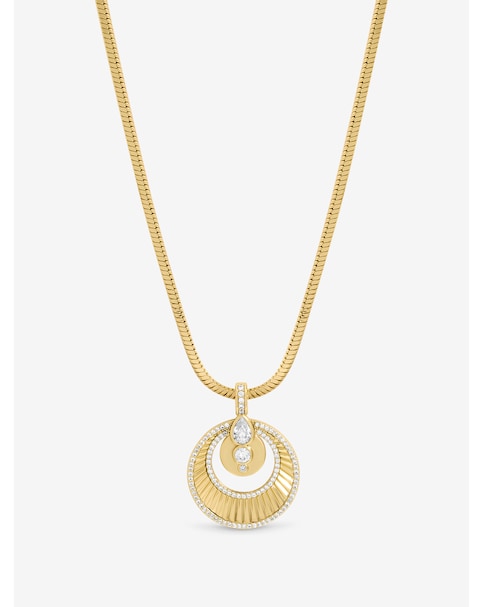 Inicio Two Tone and Crystal Disk Pendant - Gift Pouch
