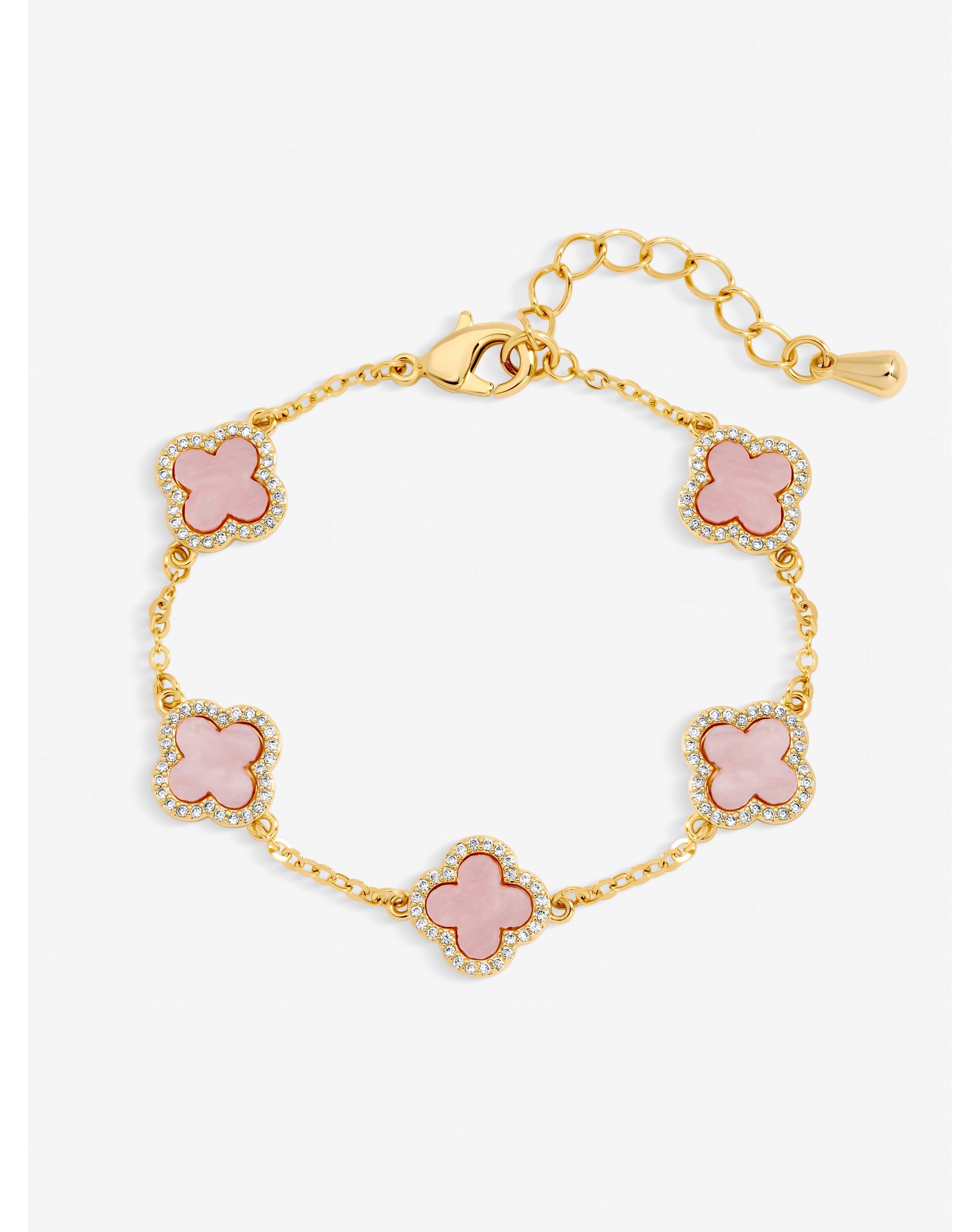 New In - Gold Plated Pink Clover Bracelet