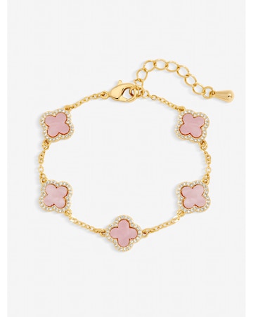 Jon Richard Gold Plated Pink Clover Bracelet